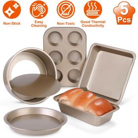 5Pcs Nonstick Bakeware Set Baking Tray Ovenware Sheet Kit