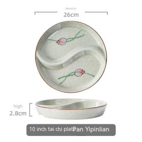 Ceramic Double Grid Eight Trigrams Mandarin Duck Dining Plate (Option: 10 Yipin Lotus Plate)