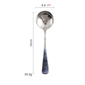 Stainless Steel Creative And Minimalist Household Soup Spoon (Option: Natural metal black hexagonal)