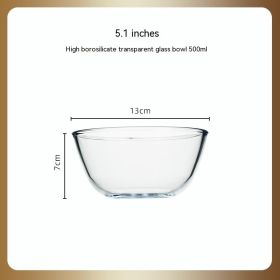 Japanese-style Transparent Glass Salad Bowl Large Instant Noodle Bowl Creative Bowl Microwave Oven Household And Noodle Bowl (Option: 500ml)