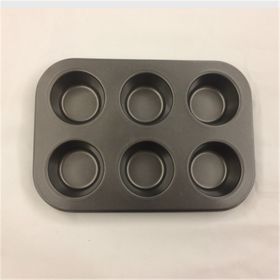 DIY baking tools six non stick coating of high quality flat round 6 cups and 6 hole tray cake mold (Option: Default)