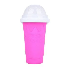 Summer Squeeze Homemade Juice Water Bottle Quick-Frozen Smoothie Sand Cup Pinch Fast Cooling Magic Ice Cream Slushy Maker Beker (Green: Pink)