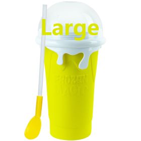 Summer Squeeze Homemade Juice Water Bottle Quick-Frozen Smoothie Sand Cup Pinch Fast Cooling Magic Ice Cream Slushy Maker Beker (Green: Large yellow)