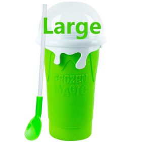 Summer Squeeze Homemade Juice Water Bottle Quick-Frozen Smoothie Sand Cup Pinch Fast Cooling Magic Ice Cream Slushy Maker Beker (Green: Large green)