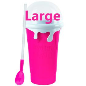 Summer Squeeze Homemade Juice Water Bottle Quick-Frozen Smoothie Sand Cup Pinch Fast Cooling Magic Ice Cream Slushy Maker Beker (Green: Large pink)