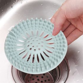 Bathroom Hair Sink Filter Floor Drain Strainer Water Hair Stopper Bath Catcher Shower Cover Clog Kitchen Sink Anti-blocking (Green: Blue)