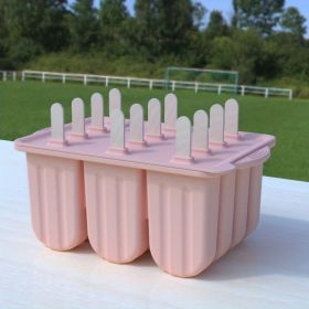 1pc New Summer Ice Cream Tools With Wooden Sticks Silicone Popsicle Molds Custom Mini Silicone Ice Cream Popsicle Mold (Green: Pink)