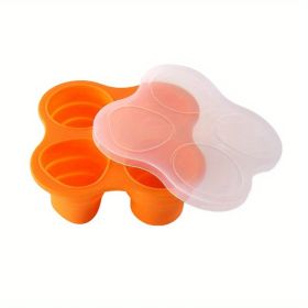 1pc Silicone Storage Folding Ice Sphere Tray Ice Cube Ice Sphere Mold Food Supplement Box With Lid Folding Fruit Snacks Storage Round Ice Sphere Tray (Green: Orange)