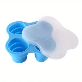 1pc Silicone Storage Folding Ice Sphere Tray Ice Cube Ice Sphere Mold Food Supplement Box With Lid Folding Fruit Snacks Storage Round Ice Sphere Tray (Green: Blue)