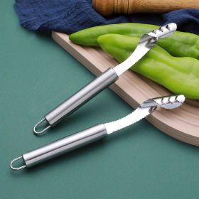 2pcs Pepper Corer; Stainless Steel Fruit Corer; Vegetable Corer; Corer With Serrated Slices And Handle; For Jalapeno (Quantity: 2pcs)