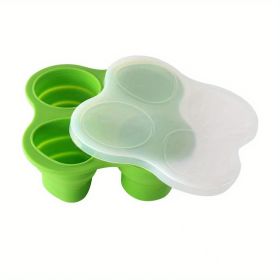 1pc Silicone Storage Folding Ice Sphere Tray Ice Cube Ice Sphere Mold Food Supplement Box With Lid Folding Fruit Snacks Storage Round Ice Sphere Tray (Green: Green)