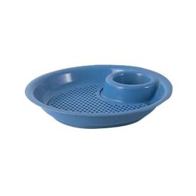 1pc Dumpling Tray; Drain Double-layer Plate With Vinegar Plate; Household Round Plastic Large Dinner Plate; Tray For Dumplings (Green: Blue)