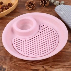 1pc Dumpling Tray; Drain Double-layer Plate With Vinegar Plate; Household Round Plastic Large Dinner Plate; Tray For Dumplings (Green: Pink)