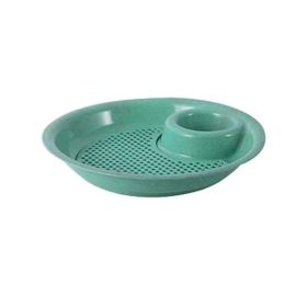 1pc Dumpling Tray; Drain Double-layer Plate With Vinegar Plate; Household Round Plastic Large Dinner Plate; Tray For Dumplings (Green: Green)