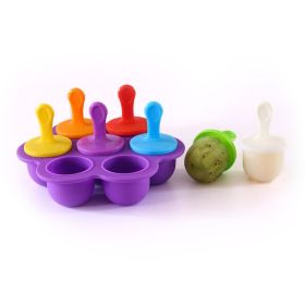 1pc 7 Holes Silicone Popsicle Mold; Ice Pop Molds Maker; Storage Container For Homemade Food; Ice Cream DIY Pop Molds; BPA Free (Green: Dark Purple Base)