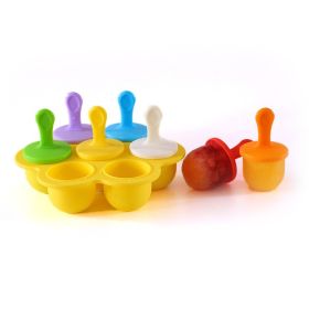 1pc 7 Holes Silicone Popsicle Mold; Ice Pop Molds Maker; Storage Container For Homemade Food; Ice Cream DIY Pop Molds; BPA Free (Green: Yellow Base)