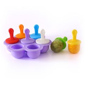 1pc 7 Holes Silicone Popsicle Mold; Ice Pop Molds Maker; Storage Container For Homemade Food; Ice Cream DIY Pop Molds; BPA Free (Green: Light Purple Base)