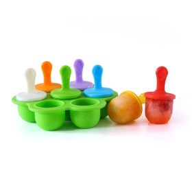 1pc 7 Holes Silicone Popsicle Mold; Ice Pop Molds Maker; Storage Container For Homemade Food; Ice Cream DIY Pop Molds; BPA Free (Green: Green Base)