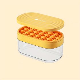 1pc 24 Grids Round Silicone Ice Tray Ice Mold Transparent Ice Cube With Lid Ice Storage Box Ice Tray Tool (Green: Yellow)