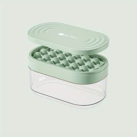 1pc 24 Grids Round Silicone Ice Tray Ice Mold Transparent Ice Cube With Lid Ice Storage Box Ice Tray Tool (Green: Green)