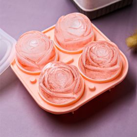 1pc Rose Shaped Ice Cube Tray; Silicone Ice Cube Mold; Kitchen Gadget (Green: Pink)