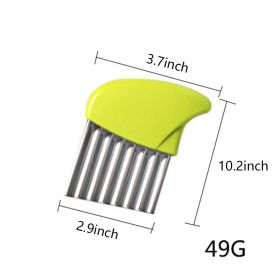 Potato Cutter Stainless Steel Wavy Knife French Fry Chip Cutter (Green: Green)