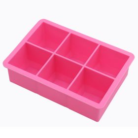 1pc Ice Cube Trays With Lid; Food Grade Silicone 6 Grid Ice Cube Mold; Flexible Easy Release Square Shaped Ice Maker; Kitchen Gadgets (Green: 6 Ice Trays With Lids - Pink)