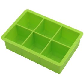 1pc Ice Cube Trays With Lid; Food Grade Silicone 6 Grid Ice Cube Mold; Flexible Easy Release Square Shaped Ice Maker; Kitchen Gadgets (Green: 6 Ice Trays With Lids-Green)