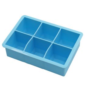 1pc Ice Cube Trays With Lid; Food Grade Silicone 6 Grid Ice Cube Mold; Flexible Easy Release Square Shaped Ice Maker; Kitchen Gadgets (Green: 6 Ice Trays With Lids - Blue)