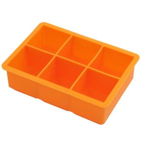 1pc Ice Cube Trays With Lid; Food Grade Silicone 6 Grid Ice Cube Mold; Flexible Easy Release Square Shaped Ice Maker; Kitchen Gadgets (Green: 6 Ice Trays With Lids - Orange)