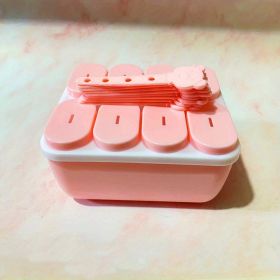 1pc Food Grade Silicone Popsicle Ice Cream Mold Homemade Box Home Ice Cream Stick Ice Tray Grinding Ice Cube Popsicle Mold (Green: Square Pink, Items: Popsicle Mold)