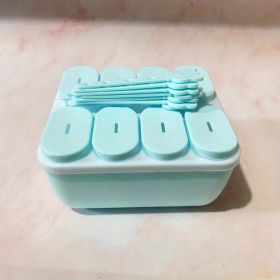 1pc Food Grade Silicone Popsicle Ice Cream Mold Homemade Box Home Ice Cream Stick Ice Tray Grinding Ice Cube Popsicle Mold (Green: Square Blue, Items: Popsicle Mold)