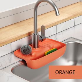 1pc Splash Guard For Sink Faucet; 10.63"x5.51"; Faucet Drain Rack; Super Absorbent Fast Drying Mat Sink Gadgets; Drip Catcher For Kitchen (Green: Orange)