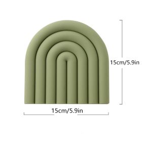 1pc Rainbow Silicone Heat Insulation Pad; Eco Friendly Soft Table Mat; Heat Resistant Silicone Trivets For Pots And Pans; Square Silicone Hot Pads (Green: Olive Green)