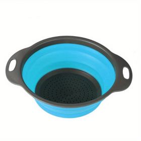 1pc Silicone Folding Drain Basket Fruit Vegetable Washing Basket Foldable Strainer Colander Collapsible Drainer Kitchen Storage Tool (Green: Blue2, size: small)