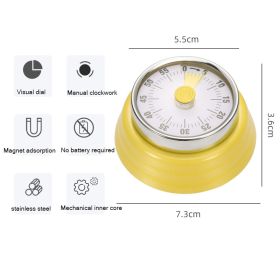 Kitchen Timer Stainless Steel Mechanical Reminder Countdown with Magnet Cooking Teaching Multifunctional Baking Reminder (Green: Yellow)