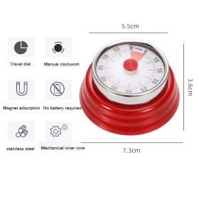 Kitchen Timer Stainless Steel Mechanical Reminder Countdown with Magnet Cooking Teaching Multifunctional Baking Reminder (Green: Red)