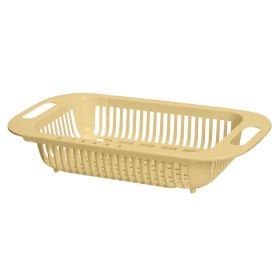 1pc Retractable Fruits And Vegetables Drain Basket; Extendable Over The Sink; Adjustable Strainer; Sink Washing Basket For Kitchen (Green: Beige Color)