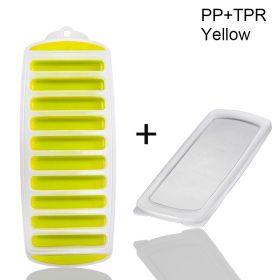 1pc Silicone Ice Cube Tray With Lid Long Strip 10 Grid Cylindrical Ice Tray Ice Making Mold Water Bottle Ice Cube Tray For Freezer (Green: Yellow)