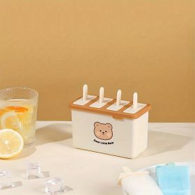 1pc Ice Cream Mold Household Food Grade Ice Cream Popsicle Mold Homemade Ice Cube Ice Tray Ice Cream Box (size: 4 Grid Ice Cream Molds)