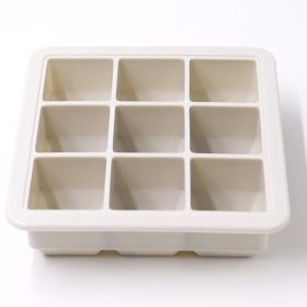 1pc Silicone Ice Tray; Food Grade Silicone Ice Cube Ice Box With Lid; Ice Mold For Complementary Food (Green: 9 Ice Trays With Lid-Off White)