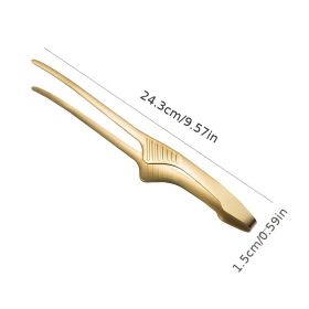 1pc Barbecue Clip Stainless Steel Food Clip; Baking Bread Clip; Hotel Restaurant Squeegee Clip (Green: 24cm-golden)