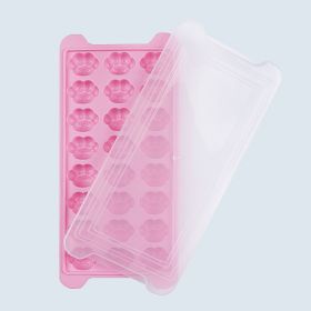 Ice Tray Quick Freezer Frozen Ice Cube Mold Ice Box Silica Gel Net Red Frozen Ice With Cover Household Big Artifact Refrigerator Homemade (Items: Pink Cat Claw 24 Grids With Cover)