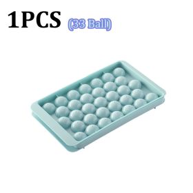 66/33 Ice Ball Mold Hockey Frozen Mini Ball Maker Mold Round Ice Cube Mold with Lid Ice Tray Box Whiskey Cocktail Kitchen Tools (Green: 1PCS 33Ball)