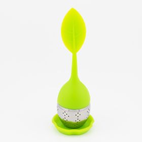 1pc/7pcs Tea Infuser Silicone Handle Stainless Steel Strainer Drip Tray Included - Loose Tea Steeper - Best Tea Infuser For Loose Leaf Or Herbal Tea (Green: 1 Pack Green)