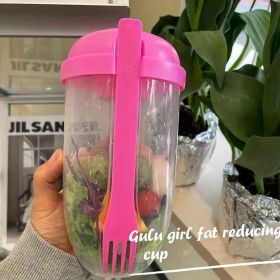 1pc Salad Cup; Household Salad Cup; Portable Salad Cup; Lunch Cup (Green: Pink)