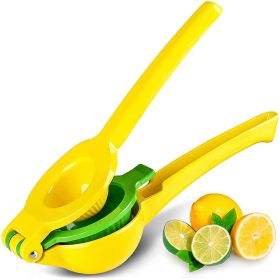 1pc; Lemon Lime Squeezer; Hand Juicer; Manual Press Citrus Juicer; No Seed 2 In 1 Double Layers Yellow Squeezer; Kitchen Gadgets; Home Kitchen Items (Green: Yellow)