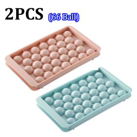 66/33 Ice Ball Mold Hockey Frozen Mini Ball Maker Mold Round Ice Cube Mold with Lid Ice Tray Box Whiskey Cocktail Kitchen Tools (Green: 2PCS 66Ball2)