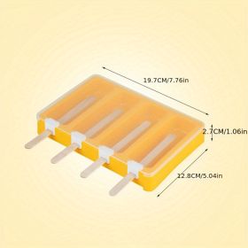 Plastic PP Flat Lying Multi-layer Stacking With Dust-proof Cover; Ice Cream Mold; Homemade Ice Cream Ice Cream Model (Green: Yellow Four Grids (with Cover + 50 Sticks))