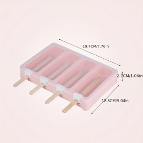 Plastic PP Flat Lying Multi-layer Stacking With Dust-proof Cover; Ice Cream Mold; Homemade Ice Cream Ice Cream Model (Green: Pink Four Grids (with Cover + 50 Sticks))